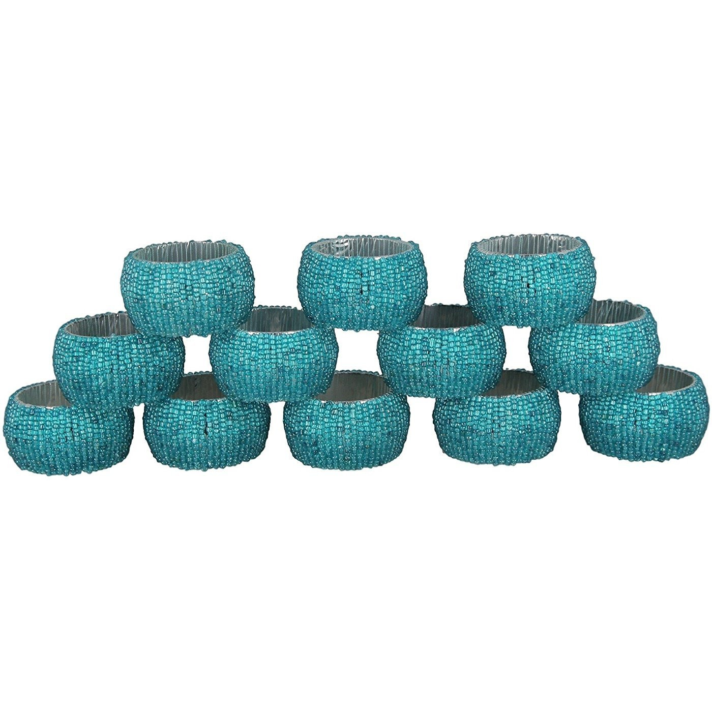 Winmaarc Handmade Beaded Napkin Rings Set Beaded Napkin Holders - 1.5 Inch Set of 6