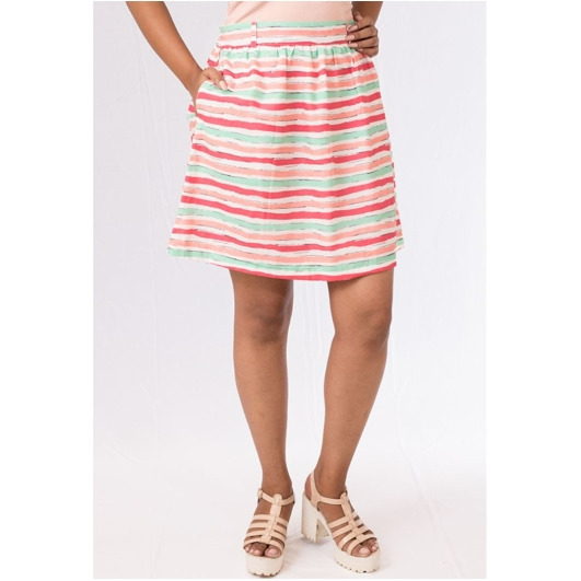 Pink Flamingo Clothing Pastel Striped Skirt M (Size: Medium)