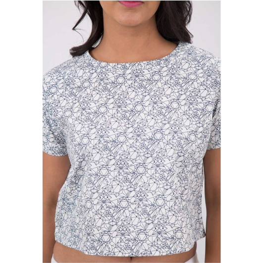 Pink Flamingo Clothing Geometric Printed Crop Top L (Size: Large)