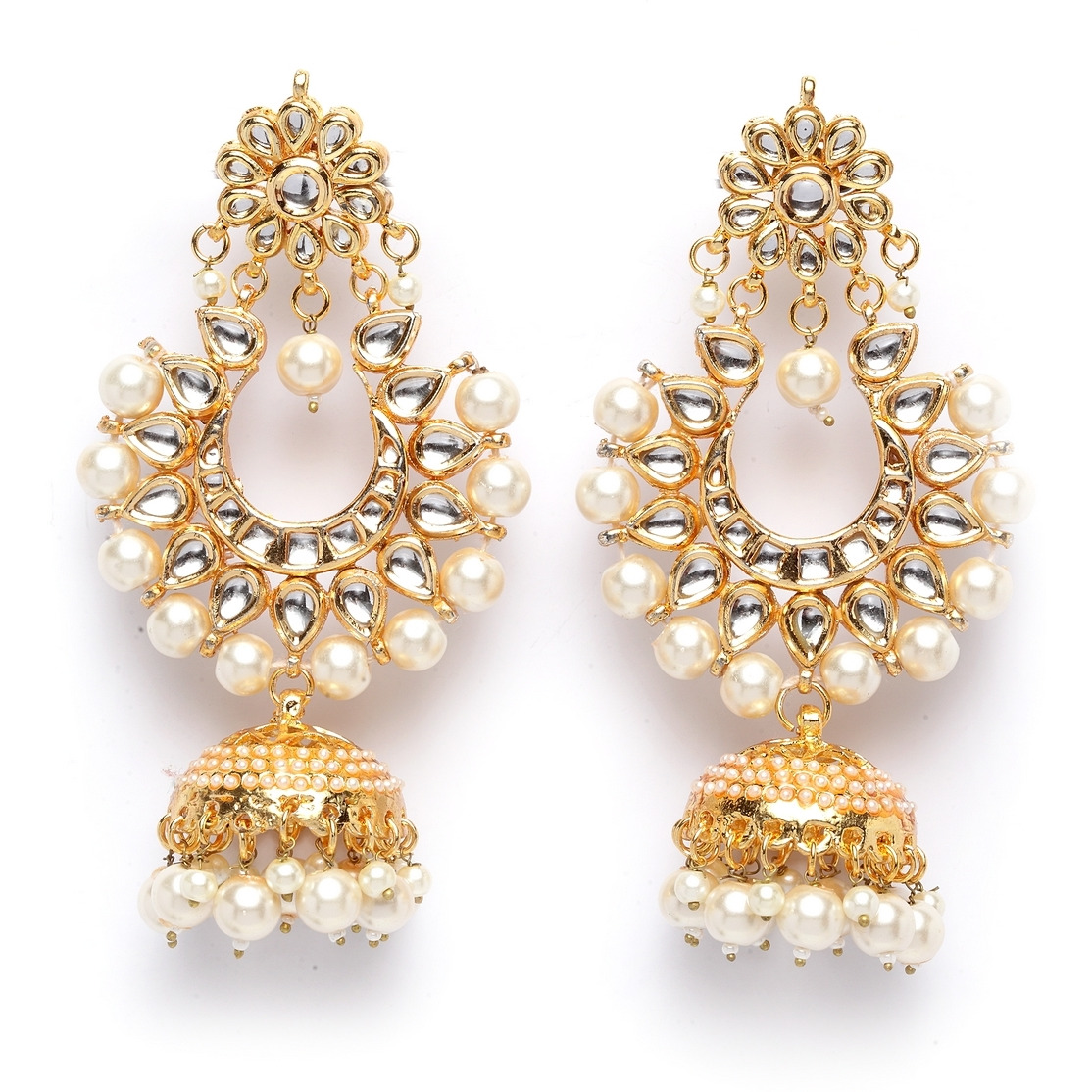 jhumki kundan bali (white)