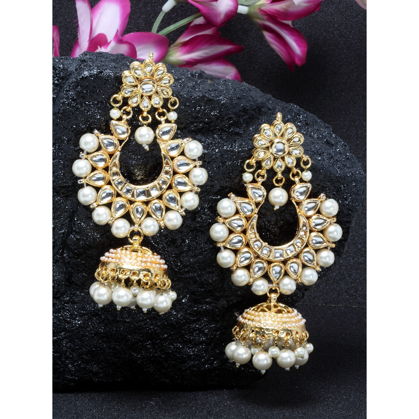 jhumki kundan bali (white)