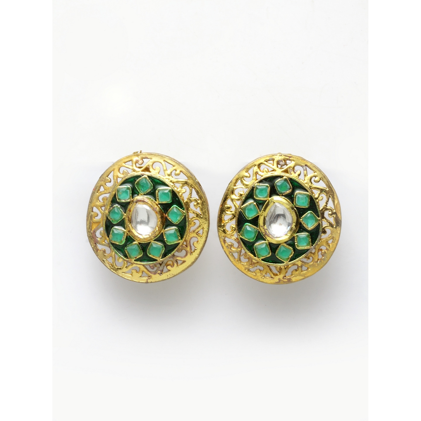 Green Kundan Stud