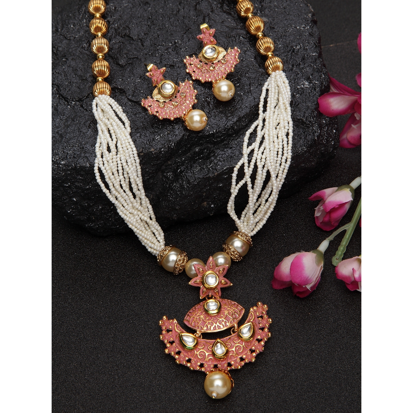 Pink Meena Necklace