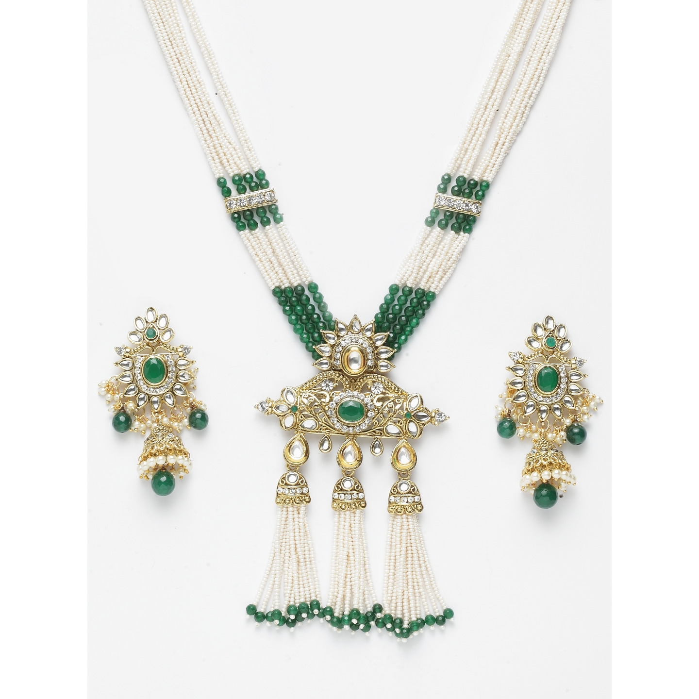 Emerald Pearls Gold Plated Necklace