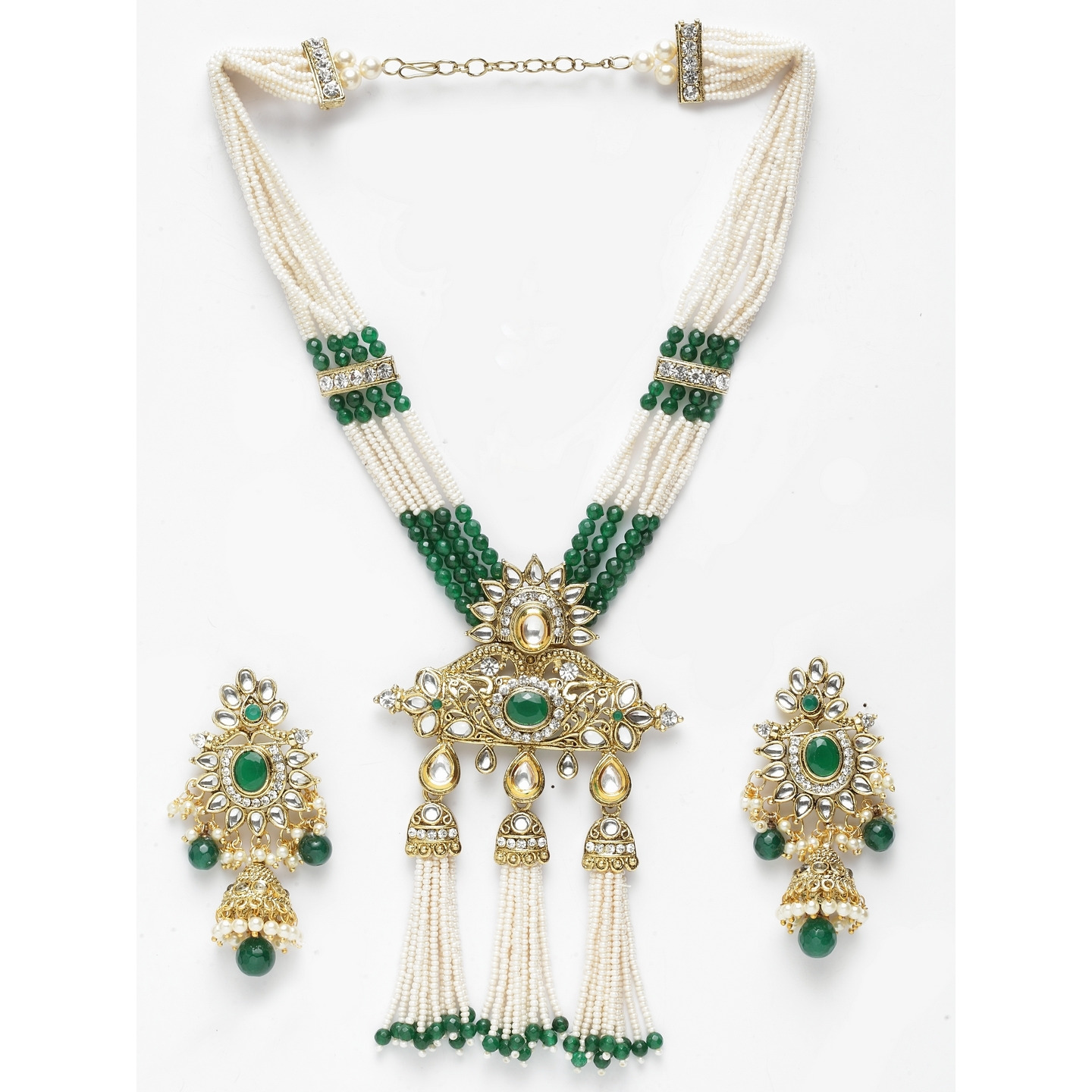 Emerald Pearls Gold Plated Necklace