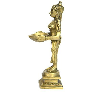 Bharat Haat Oil Lamp Deep Lady Brass Collectible Handicraft Small Art
