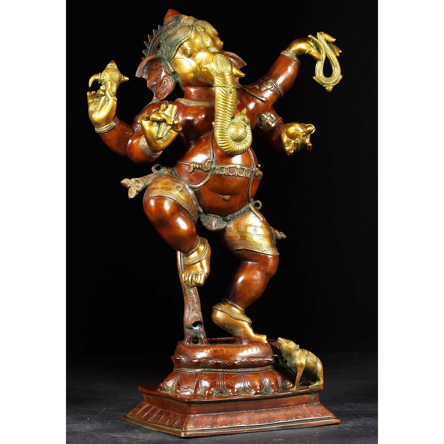 Brass Joyous Dancing Ganesha Statue 40 Inches