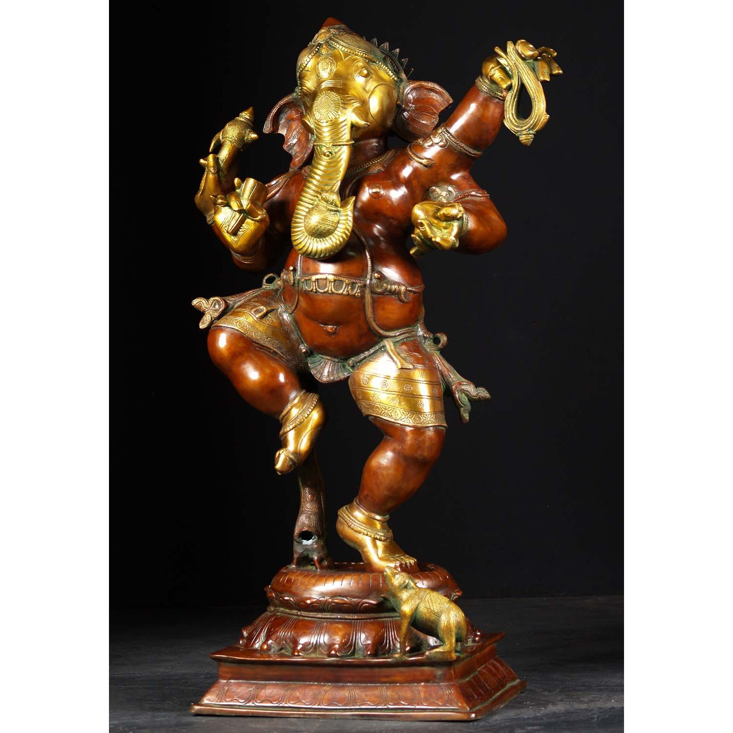 Brass Joyous Dancing Ganesha Statue 40 Inches