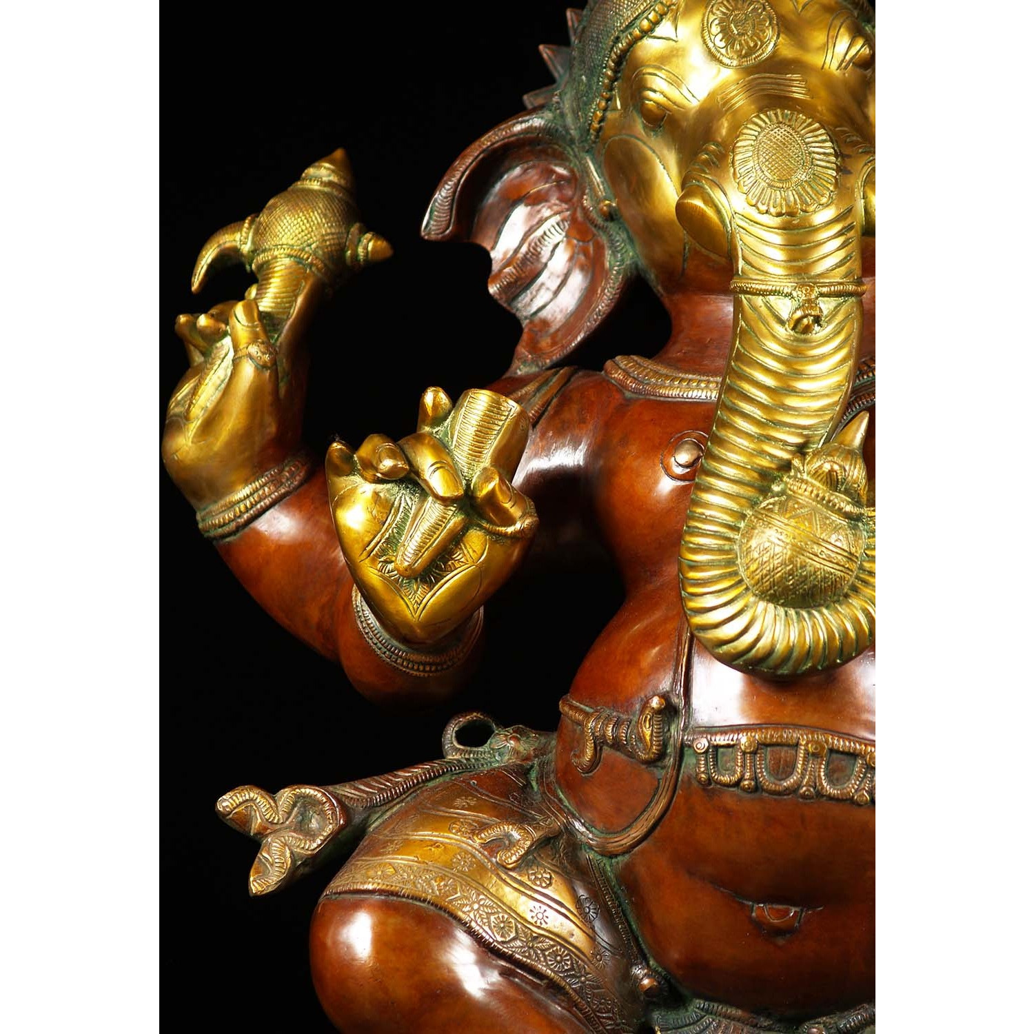 Brass Joyous Dancing Ganesha Statue 40 Inches