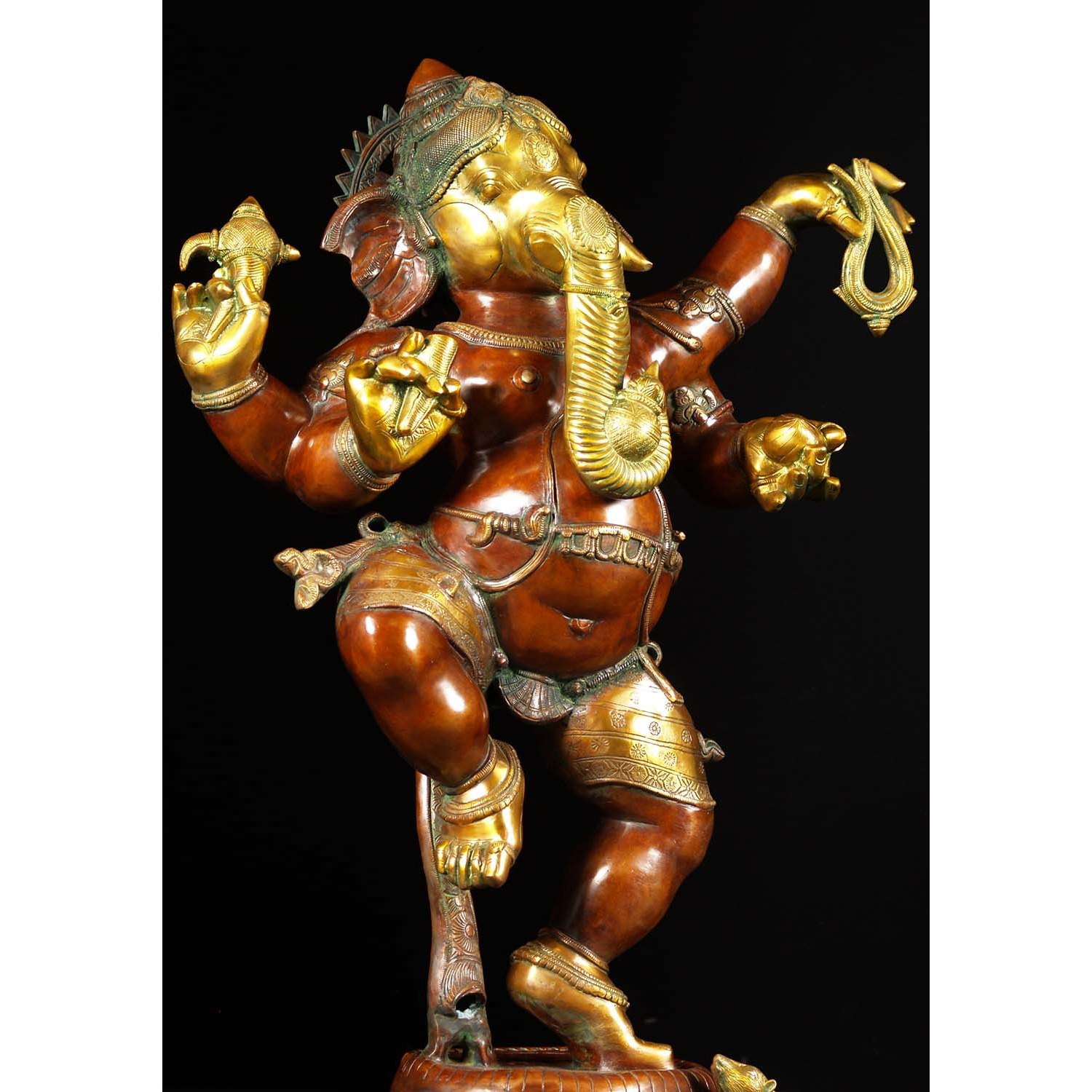 Brass Joyous Dancing Ganesha Statue 40 Inches