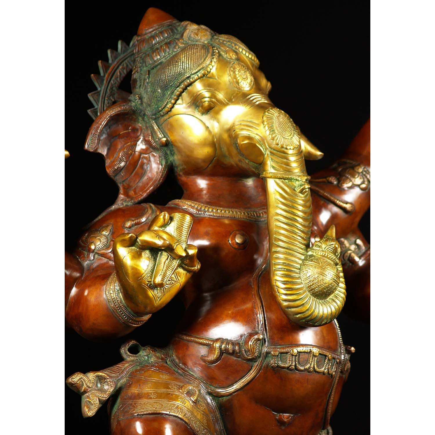 Brass Joyous Dancing Ganesha Statue 40 Inches