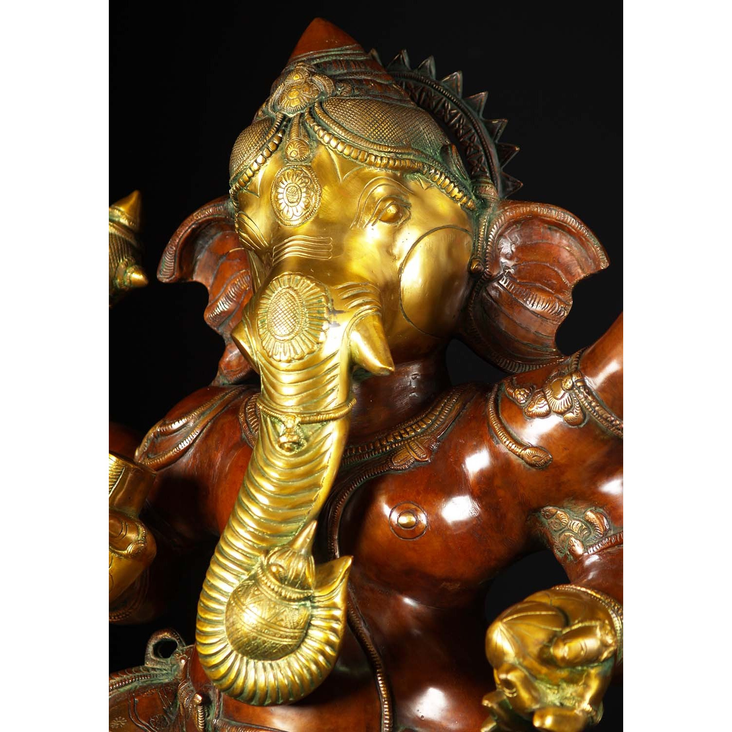 Brass Joyous Dancing Ganesha Statue 40 Inches