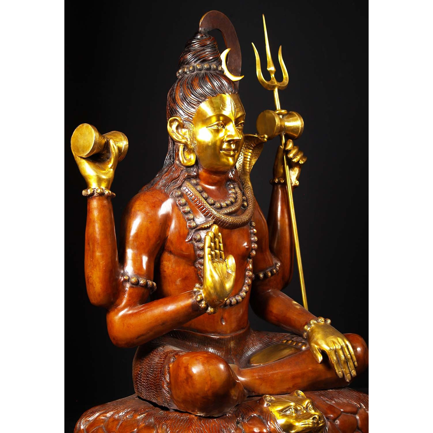 Brass Large Abhaya Mudra Shiva Statue 53 Inches