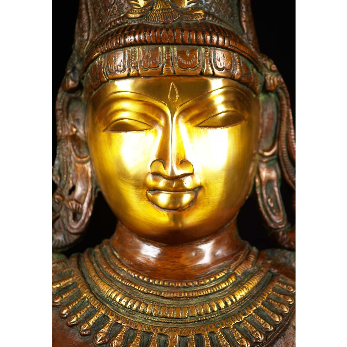 Brass Lakshmi Statue Holding Large Deepa Lamp 51 Inches