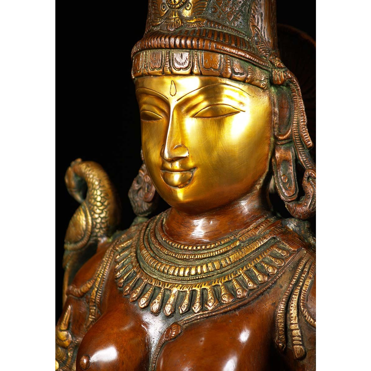 Brass Lakshmi Statue Holding Large Deepa Lamp 51 Inches