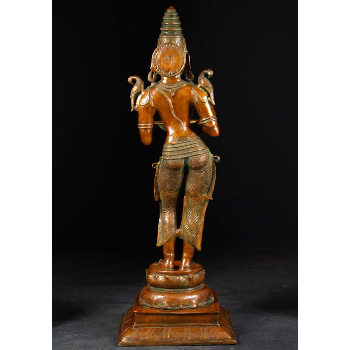 Brass Lakshmi Statue Holding Large Deepa Lamp 51 Inches