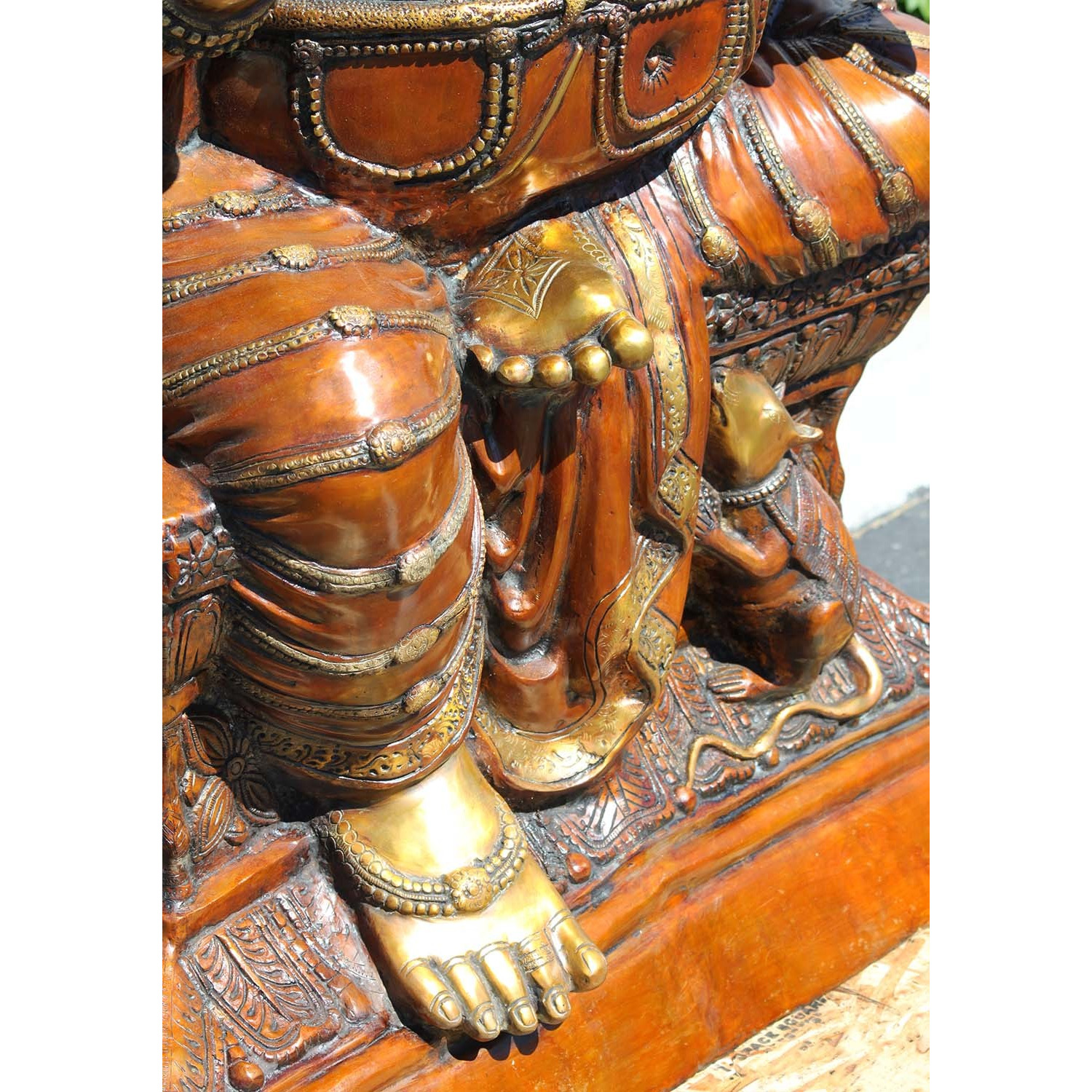 Brass Large Seated Ganesha with Mooshika 63 Inches