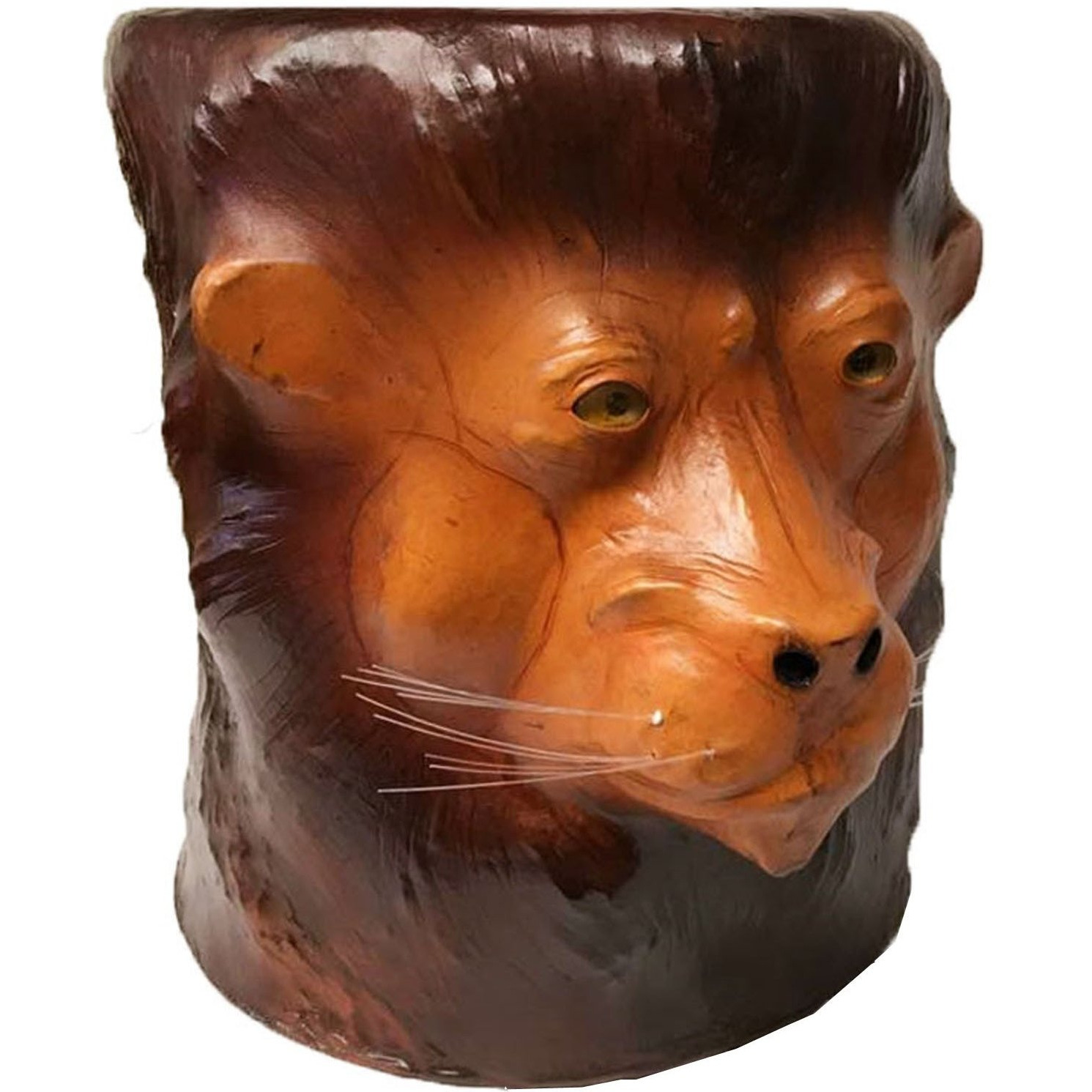 Embossed Lion Leather Covered Paper Mache Accent Table