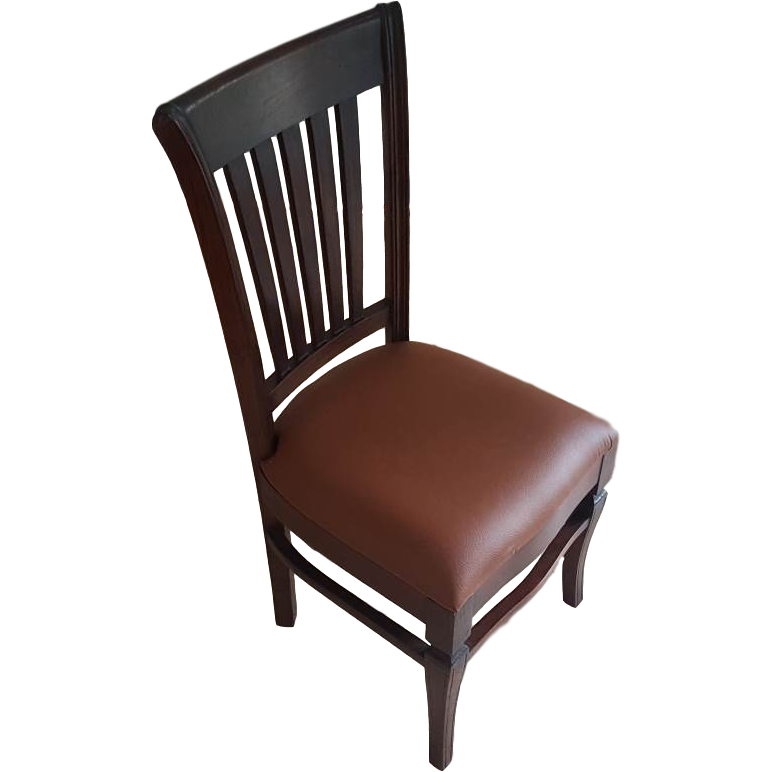 Hand Carved Teak Wood Leather Dining Chairs - Set of 6