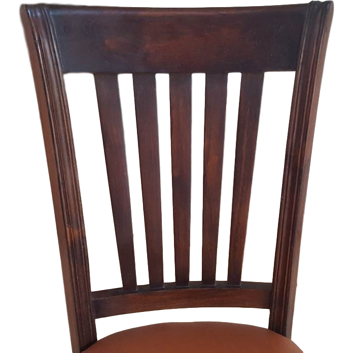 Hand Carved Teak Wood Leather Dining Chairs - Set of 6