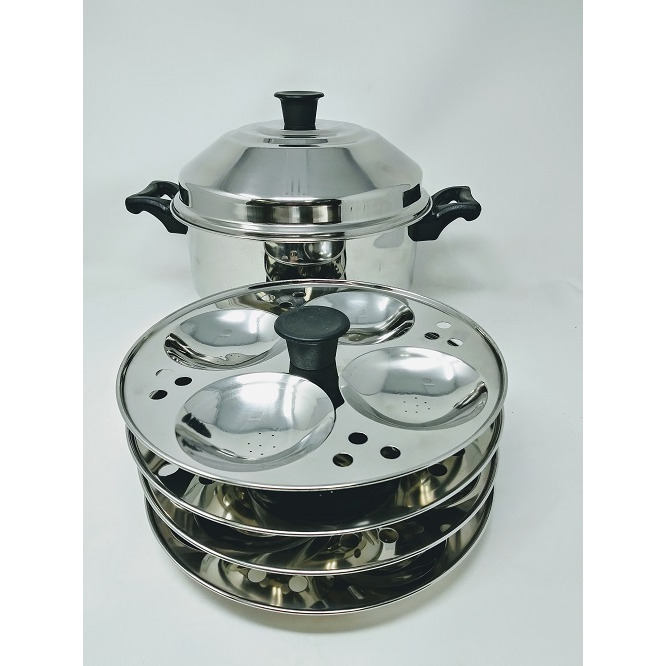 Tabakh Multi Purpose 4-Rack Stainless Steel Idli Cooker With Stand (Small)