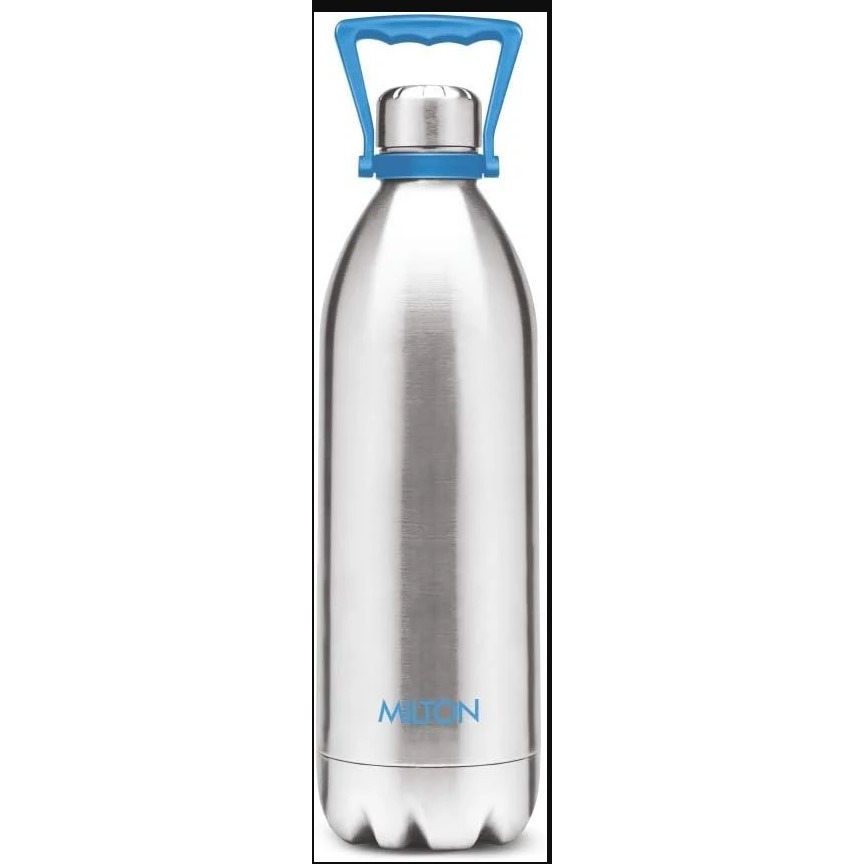 Milton Thermosteel Duo DLX 2000, Double Walled Vacuum Insulated Flask 2000 ml | 68 oz | 1.86 Ltr |24 Hours Hot and Cold Water Bottle, 18/8 Stainless Steel, BPA Free, Food Grade, Leak-Proof | Silver